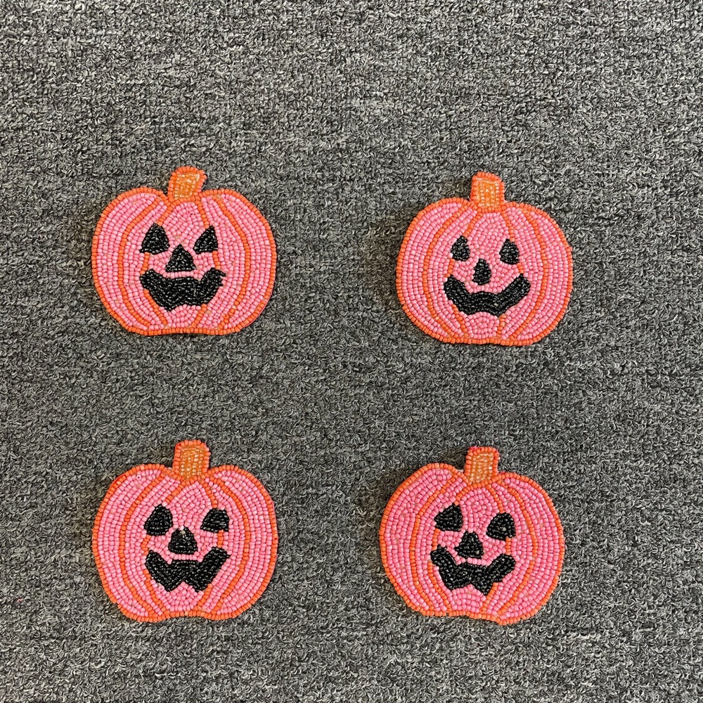 Beaded Pumpkin Coasters- Set of 4